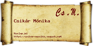 Csikár Mónika névjegykártya